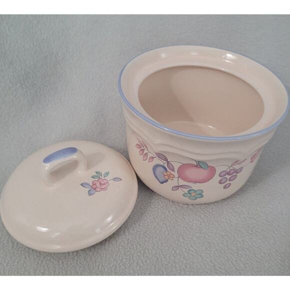 Vintage International Stoneware Japan Heartland Lidded Sugar Bowl Fruit Pear - Picture 2 of 7